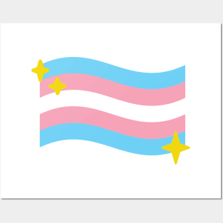 Trans Pride Flag Sparkle Emoji Posters and Art